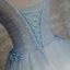 Chic / Beautiful Spotted Sky Blue Prom Dresses 2017 Ball Gown V-Neck Sleeveless Appliques Flower Pearl Floor-Length / Long Ruffle Pierced Backless Formal Dresses
