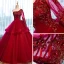 Chic / Beautiful Red Prom Dresses 2017 Ball Gown One-Shoulder Long Sleeve Appliques Flower Rhinestone Beading Floor-Length / Long Ruffle Backless Formal Dresses