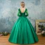 Chic / Beautiful Dark Green Prom Dresses 2017 Ball Gown Scoop Neck Long Sleeve Appliques Flower Pearl Beading Floor-Length / Long Ruffle Pierced Backless Formal Dresses