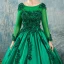 Chic / Beautiful Dark Green Prom Dresses 2017 Ball Gown Scoop Neck Long Sleeve Appliques Flower Pearl Beading Floor-Length / Long Ruffle Pierced Backless Formal Dresses