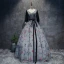 Chic / Beautiful Silver Navy Blue Prom Dresses 2017 Ball Gown V-Neck Long Sleeve Appliques Buckle Sash Floor-Length / Long Ruffle Backless Formal Dresses