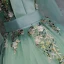 Chic / Beautiful Sage Green Prom Dresses 2017 Ball Gown V-Neck 3/4 Sleeve Appliques Flower Beading Sequins Sash Floor-Length / Long Pleated Backless Formal Dresses