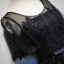 Discount Black Prom Dresses 2018 A-Line / Princess Scoop Neck Short Sleeve Appliques Lace Bow Sash Floor-Length / Long Ruffle Backless Formal Dresses