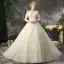Romantic Chic / Beautiful Church Wedding Dresses 2017 Lace Appliques Pearl Sequins Backless Long Sleeve Scoop Neck Cathedral Train Champagne Ball Gown