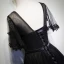 Discount Black Prom Dresses 2018 A-Line / Princess Scoop Neck Short Sleeve Appliques Lace Bow Sash Floor-Length / Long Ruffle Backless Formal Dresses
