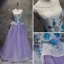 Chic / Beautiful White Lilac Prom Dresses 2017 A-Line / Princess Scoop Neck Sleeveless Appliques Lace Crystal Floor-Length / Long Ruffle Pierced Backless Formal Dresses