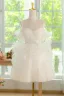Charmant Beige Perlenstickerei Fallende Rüsche Kurze Partykleider 2024 Ballkleid Spaghettiträger Kurze Ärmel Rückenfreies Festliche Kleider
