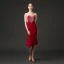 Chic / Belle Bordeaux Robe De Fete 2018 Trompette / Sirène Encolure Dégagée Sans Manches Cristal Perlage Gland Thé Longueur Dos Nu Robe De Ceremonie