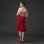 Chic / Belle Bordeaux Robe De Fete 2018 Trompette / Sirène Encolure Dégagée Sans Manches Cristal Perlage Gland Thé Longueur Dos Nu Robe De Ceremonie
