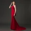 Sexy Burgundy Evening Dresses  2018 Trumpet / Mermaid Square Neckline Sleeveless Court Train Ruffle Backless Formal Dresses