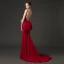 Sexy Burgundy Evening Dresses  2018 Trumpet / Mermaid Square Neckline Sleeveless Court Train Ruffle Backless Formal Dresses