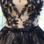 Chic / Belle Champagne Bleu Marine Robe De Bal 2017 Robe Boule Encolure Dégagée Sans Manches Appliques En Dentelle Paillettes Perle Noeud Ceinture Longue Volants Percé Dos Nu Robe De Ceremonie