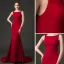 Sexy Burgundy Evening Dresses  2018 Trumpet / Mermaid Square Neckline Sleeveless Court Train Ruffle Backless Formal Dresses