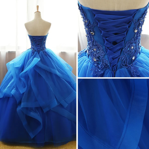 Fine Ballkjoler 2017 Ballkjole Kjæreste Uten Ermer Appliques Blonder Paljetter Rhinestone Lange Gripende Ruffles Ryggløse Formelle Kjoler