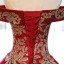 Chic / Beautiful Red Prom Dresses 2017 Ball Gown Off-The-Shoulder Short Sleeve Rhinestone Appliques Flower Floor-Length / Long Ruffle Backless Formal Dresses