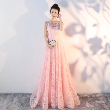 Bling Bling Perle Rose Transparentes Dentelle Robe De Soirée 2018 Princesse Encolure Dégagée Sans Manches Ceinture Tribunal Train Volants Dos Nu Robe De Ceremonie