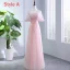 Chic / Belle Perle Rose Robe Demoiselle D'honneur 2018 Princesse Appliques Fleur Noeud Ceinture Perlage Longue Volants Dos Nu Robe Pour Mariage