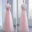 Chic / Belle Perle Rose Robe Demoiselle D'honneur 2018 Princesse Appliques Fleur Noeud Ceinture Perlage Longue Volants Dos Nu Robe Pour Mariage