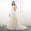 Elegant Champagne Organza Sommer Selskapskjoler 2018 Prinsesse Spaghettistropper Kjæreste Uten Ermer Appliques Blonder Rhinestone Domstol Tog Buste Ryggløse Formelle Kjoler