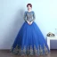 Chic / Belle Rose Bonbon Robe De Bal 2017 Robe Boule Encolure Dégagée Manches Longues Doré Appliques En Dentelle Longue Volants Percé Dos Nu Robe De Ceremonie