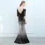 Scintillantes Noire Dégradé De Couleur Argenté Paillettes Robe De Soirée 2018 Trompette / Sirène Transparentes Encolure Carrée 3/4 Manches Gland Appliques En Dentelle Faux Diamant Longue Dos Nu Robe De Ceremonie