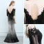 Scintillantes Noire Dégradé De Couleur Argenté Paillettes Robe De Soirée 2018 Trompette / Sirène Transparentes Encolure Carrée 3/4 Manches Gland Appliques En Dentelle Faux Diamant Longue Dos Nu Robe De Ceremonie