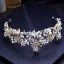Chic / Beautiful Gold Silver Tiara 2018 Metal Crystal Pearl Rhinestone Leaf Accessories