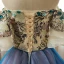Chic / Beautiful Champagne Ocean Blue Prom Dresses 2017 Ball Gown Off-The-Shoulder 1/2 Sleeves Appliques Lace Flower Rhinestone Floor-Length / Long Ruffle Backless
