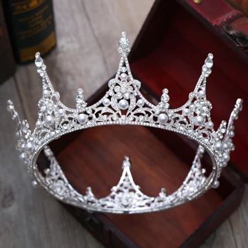 Lyx Silver Tiara 2018 Metall Pärla Rhinestone Bröllop Tillbehör