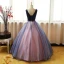 Chic / Belle Bleu Marine Perle Rose Robe De Bal 2017 Robe Boule V-Cou Sans Manches Appliques En Dentelle Fleur Perle Paillettes Longue Volants Dos Nu Robe De Ceremonie