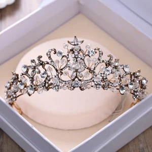 Vintage Zwarte Tiara 2018 Metaal Rhinestone Kristal Huwelijk Accessoires