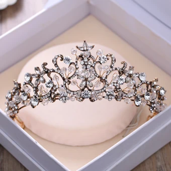 Vintage Retro Black Tiara 2018 Metal Rhinestone Crystal Wedding Accessories