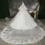 Chic / Beautiful Hall Wedding Dresses 2017 Lace Appliques Flower Pearl Scoop Neck 1/2 Sleeves Backless Court Train White Ball Gown