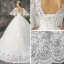 Chic / Beautiful Hall Wedding Dresses 2017 Lace Appliques Flower Pearl Scoop Neck 1/2 Sleeves Backless Court Train White Ball Gown
