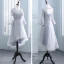High Low Grey Pierced Bridesmaid Dresses 2018 A-Line / Princess Appliques Lace Sash Asymmetrical Ruffle Backless Wedding Party Dresses