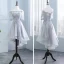 High Low Grey Pierced Bridesmaid Dresses 2018 A-Line / Princess Appliques Lace Sash Asymmetrical Ruffle Backless Wedding Party Dresses