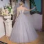Luxury / Gorgeous Grey Prom Dresses 2018 Ball Gown Scoop Neck Sleeveless Beading Rhinestone Metal Sash Floor-Length / Long Ruffle Backless Formal Dresses