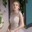 Luxury / Gorgeous Grey Prom Dresses 2018 Ball Gown Scoop Neck Sleeveless Beading Rhinestone Metal Sash Floor-Length / Long Ruffle Backless Formal Dresses
