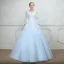 Chic / Belle Bleu Ciel Robe De Bal Avec Châle 2018 Robe Boule V-Cou Appliques En Dentelle Perlage Longue Volants Dos Nu Robe De Ceremonie