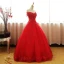 Schöne Rot Ballkleider 2017 Ballkleid Bandeau V-Ausschnitt Kurze Ärmel Applikationen Spitze Strass Perlenstickerei Pailletten Lange Rüschen Rückenfreies