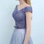 Luxe Océan Bleu Violet Robe De Soirée 2018 Princesse De l'épaule Mancherons Paillettes Perlage Noeud Ceinture Tribunal Train Volants Dos Nu Robe De Ceremonie
