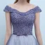 Luxe Océan Bleu Violet Robe De Soirée 2018 Princesse De l'épaule Mancherons Paillettes Perlage Noeud Ceinture Tribunal Train Volants Dos Nu Robe De Ceremonie