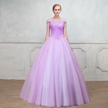 Chic Belle Lilas Robe De Bal 2018 Robe Boule Transparentes Encolure Carrée Mancherons Perlage Faux Diamant Longue Volants Dos Nu Robe De Ceremonie