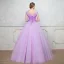 Chic / Beautiful Lilac Prom Dresses 2018 Ball Gown See-through Square Neckline Cap Sleeves Beading Rhinestone Floor-Length / Long Ruffle Backless Formal Dresses