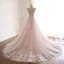 Modern / Fashion Blushing Pink Summer Beach Wedding Dresses 2018 A-Line / Princess Spaghetti Straps Sleeveless Backless Appliques Lace Beading Crystal Sash Ruffle Chapel Train