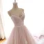 Modern / Fashion Blushing Pink Summer Beach Wedding Dresses 2018 A-Line / Princess Spaghetti Straps Sleeveless Backless Appliques Lace Beading Crystal Sash Ruffle Chapel Train