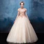 Vintage Champagne Prom Dresses 2017 Ball Gown High Neck Short Sleeve Sequins Beading Floor-Length / Long Ruffle Backless Formal Dresses