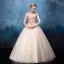 Vintage Champagne Prom Dresses 2017 Ball Gown High Neck Short Sleeve Sequins Beading Floor-Length / Long Ruffle Backless Formal Dresses