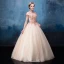 Vintage Champagne Prom Dresses 2017 Ball Gown High Neck Short Sleeve Sequins Beading Floor-Length / Long Ruffle Backless Formal Dresses