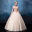 Vintage Champagne Prom Dresses 2017 Ball Gown High Neck Short Sleeve Sequins Beading Floor-Length / Long Ruffle Backless Formal Dresses